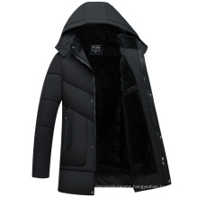 Men Polyester Puffer Cotton Padded Jacket Winter Thick Coat Long Outdoor Down Jacket Coat with Wool PUR Hood